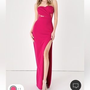 magenta pleated strapless mesh bustier maxi dress